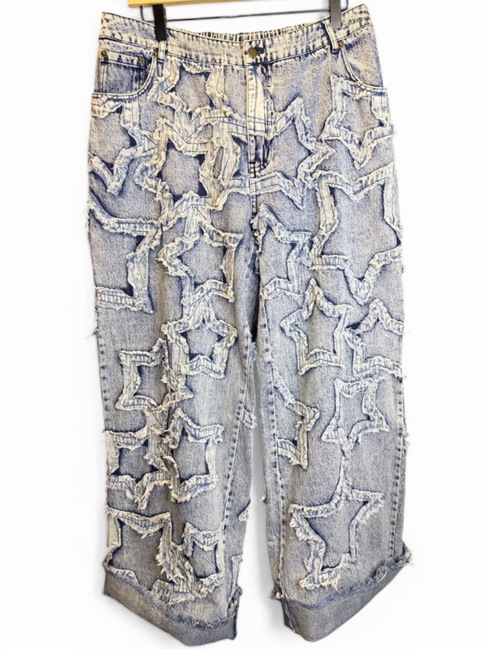 Oli & Hali ”Star Party”  Star-Appliqué Wide Leg Jeans ~ Size XL ~ NWOT - Picture 9 of 15